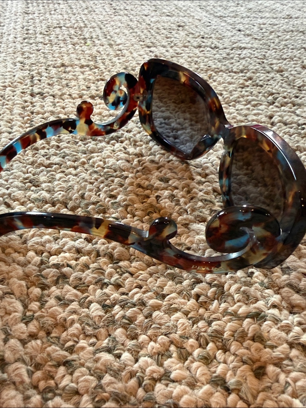 Prada Square Frame Brown & Blue Tortoiseshell Baroque Women's Sunglasses SPR270 - Picture 6 of 6